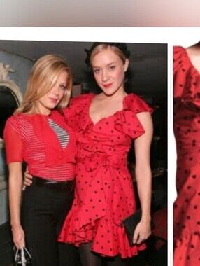Chloe sevigny Famous Bebe Ruffle Wrap Dress Heart Print Y2k Dress Xs
